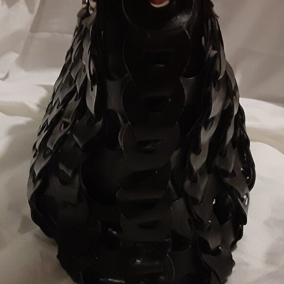 Espe Weaved Oversized Clutch Vegan Leather with Handle Doctor Bag Style Black - Picture 7 of 9